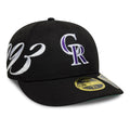 Colorado Rockies MLB Est Script Black Low Profile 59FIFTY Fitted Cap-kentox