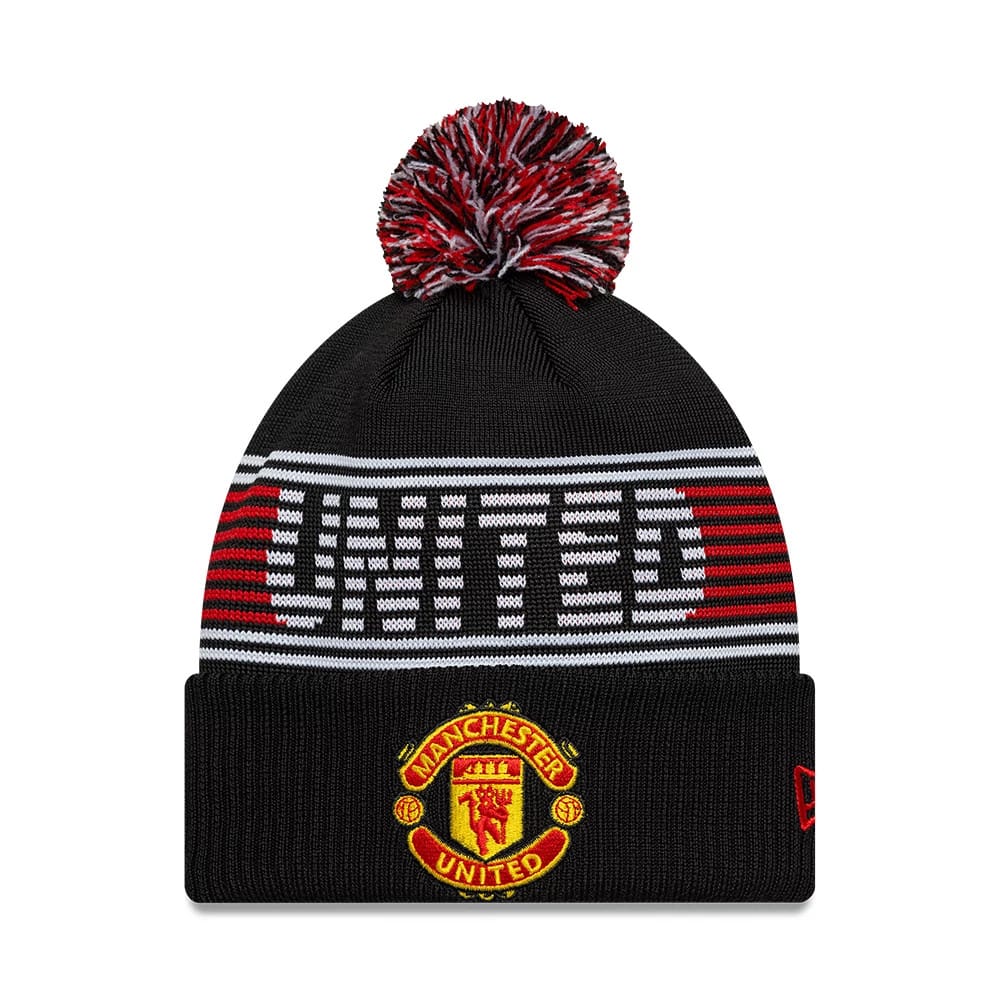 Manchester United FC Black Bobble Knit Beanie Hat-zelvios