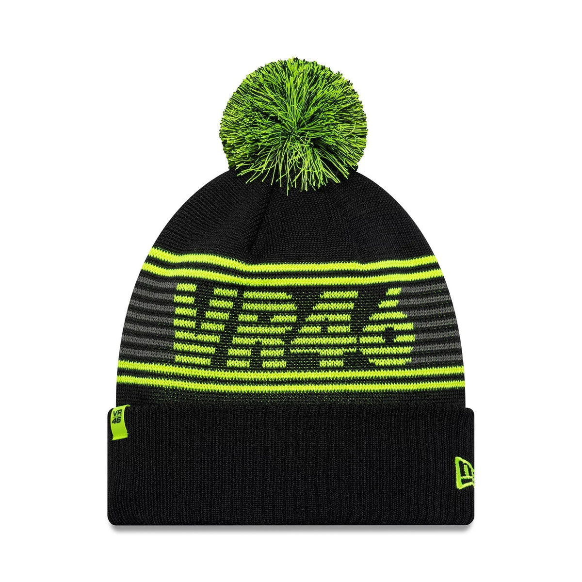 VR46 Recycled Black Bobble Knit Beanie Hat-zelvios