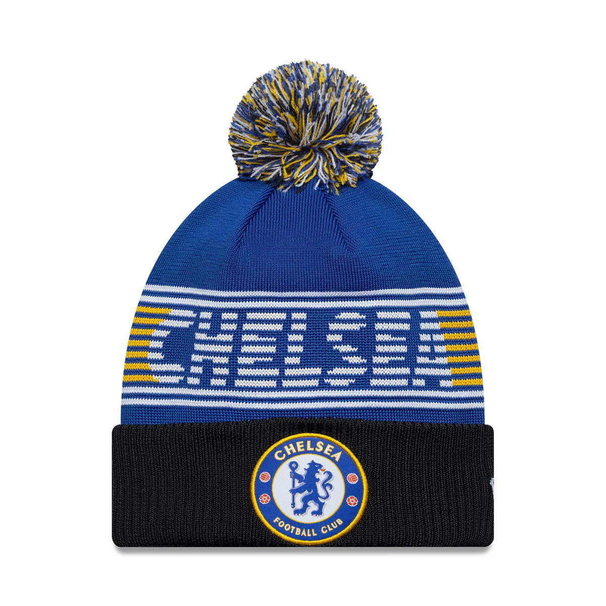 Chelsea FC Lion Crest Blue Bobble Knit Beanie Hat-zelvios