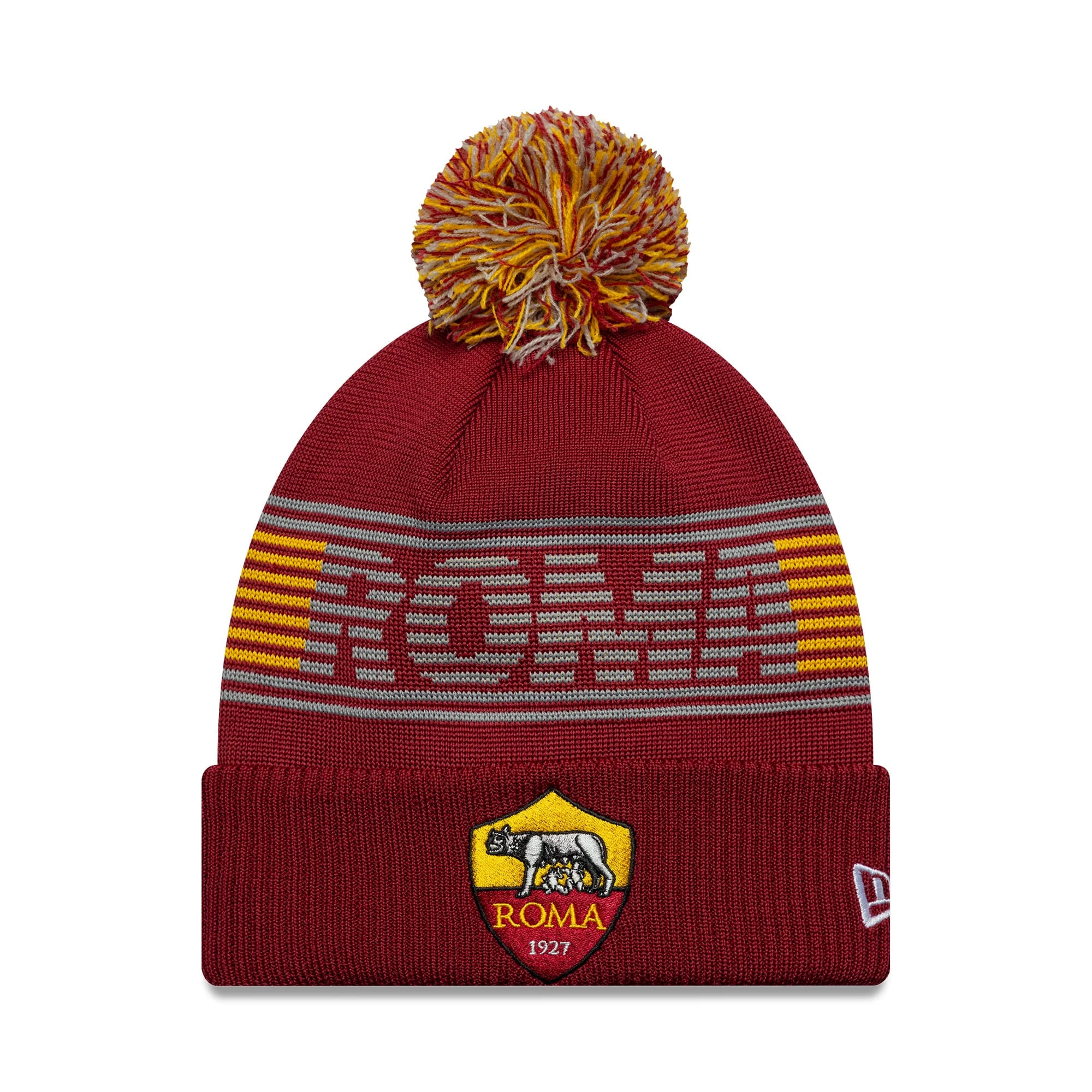 AS Roma Dark Red Bobble Knit Beanie Hat-kentox