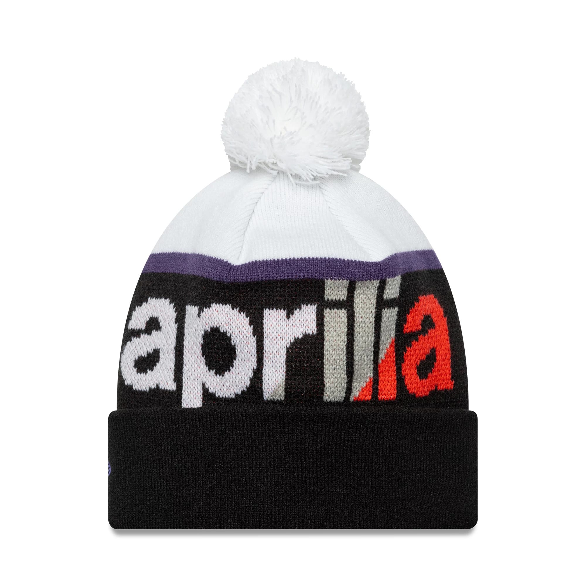 Aprilia Wordmark Black Bobble Knit Beanie Hat-kentox