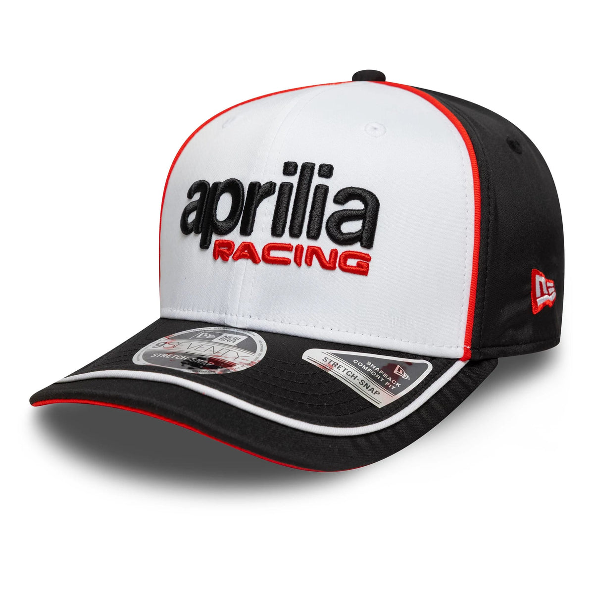 Aprilia Logo White 9SEVENTY Stretch Snap Cap-zelvios