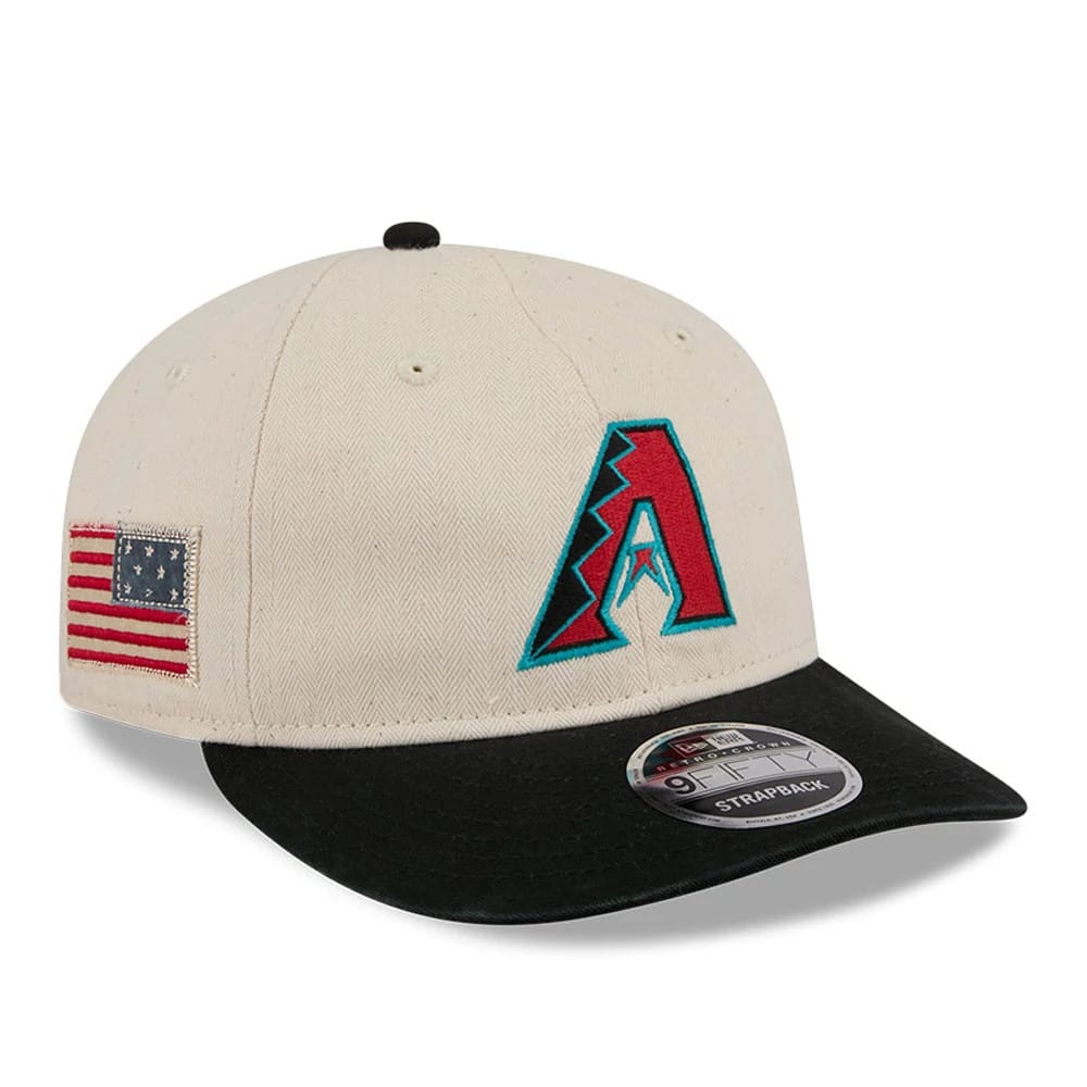 Arizona Diamondbacks MLB Americana Herringbone White Retro Crown 9FIFTY Adjustable Cap-zelvios