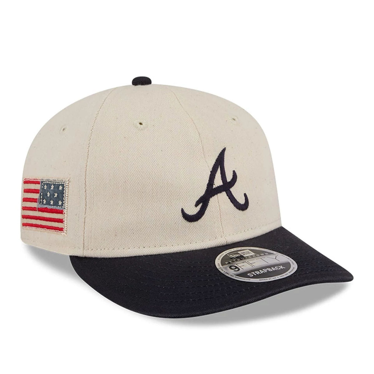 Atlanta Braves MLB Americana Herringbone White Retro Crown 9FIFTY Adjustable Cap-zelvios