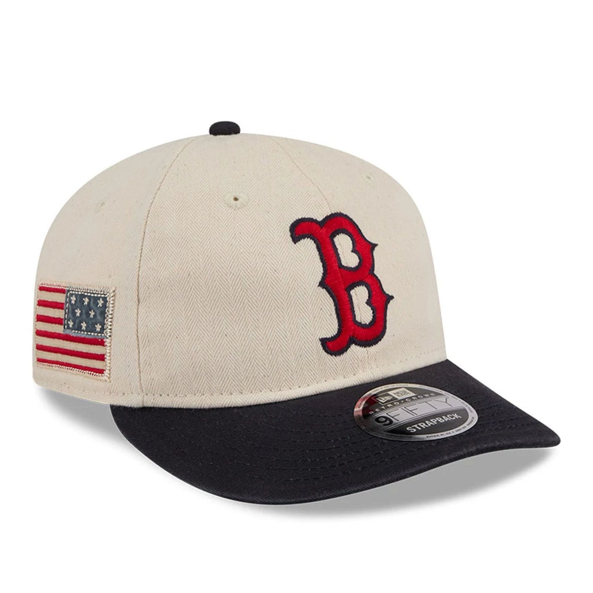 Boston Red Sox MLB Americana Herringbone White Retro Crown 9FIFTY Adjustable Cap-zelvios