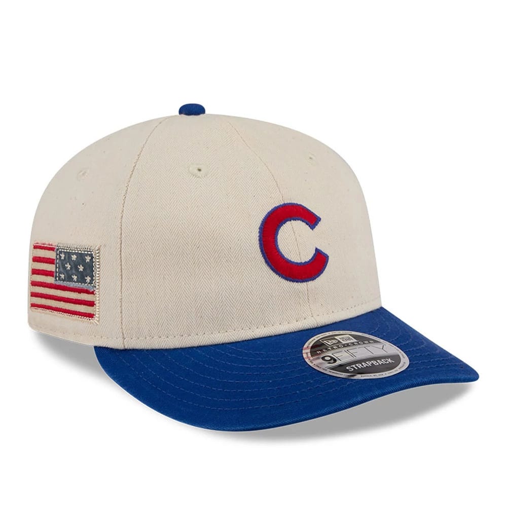 Chicago Cubs MLB Americana Herringbone White Retro Crown 9FIFTY Adjustable Cap-zelvios