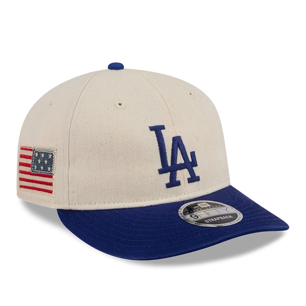 LA Dodgers MLB Americana Herringbone Dark White Retro Crown 9FIFTY Adjustable Cap-zelvios
