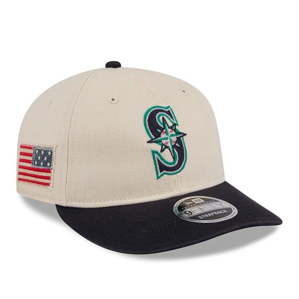 Seattle Mariners MLB Americana Herringbone White Retro Crown 9FIFTY Adjustable Cap-zelvios