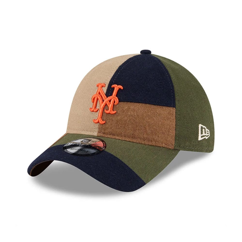 New York Mets MLB Patchwork Open Brown 9TWENTY Adjustable Cap-zelvios