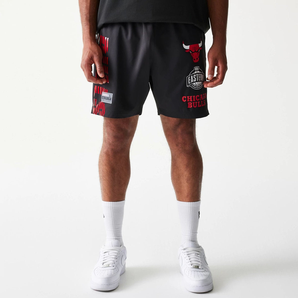 Chicago Bulls NBA Match Black Oversized Shorts-zelvios
