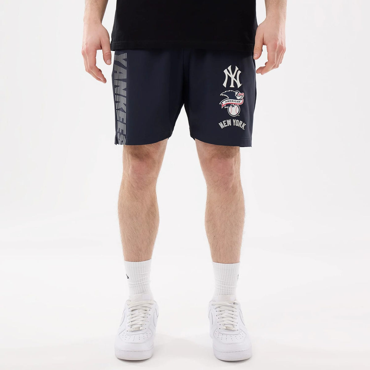 New York Yankees MLB Match Navy Oversized Shorts-zelvios