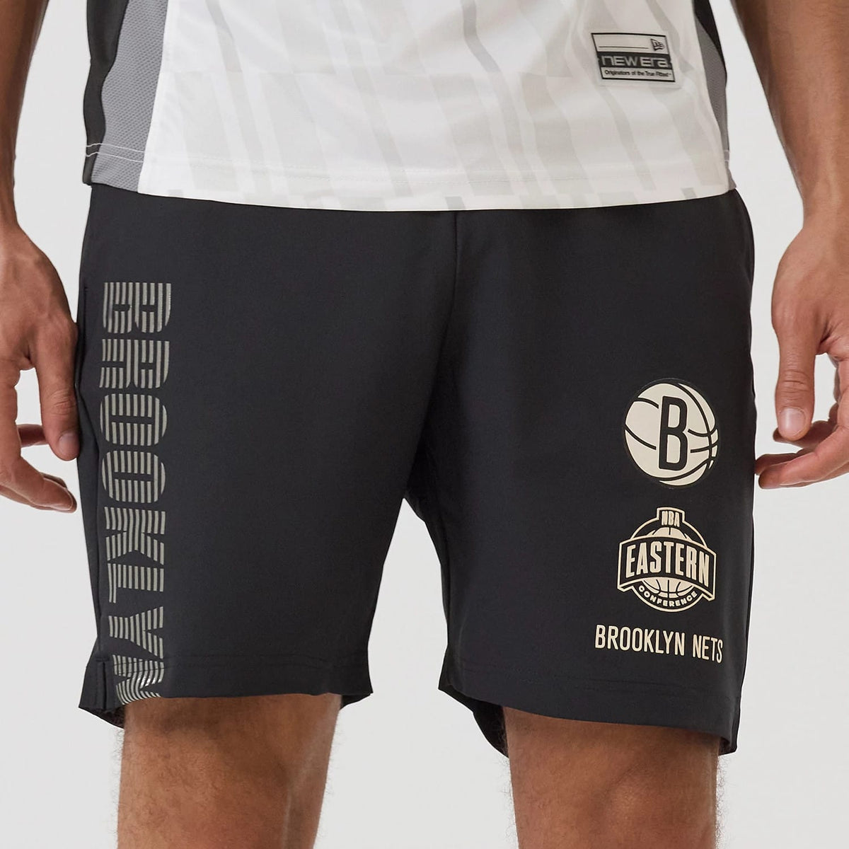 Brooklyn Nets NBA Match Black Oversized Shorts-zelvios