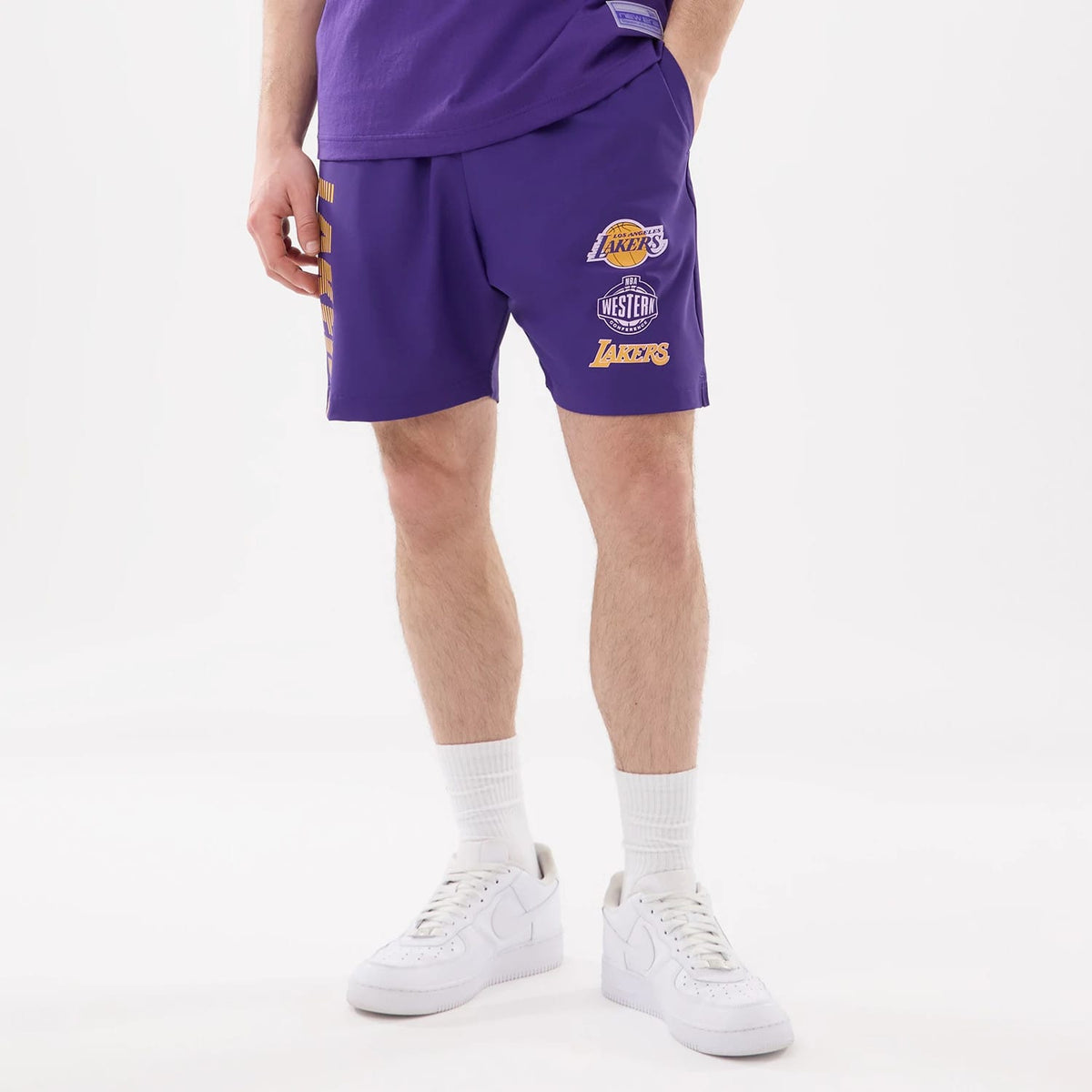 LA Lakers NBA Match Purple Oversized Shorts-zelvios