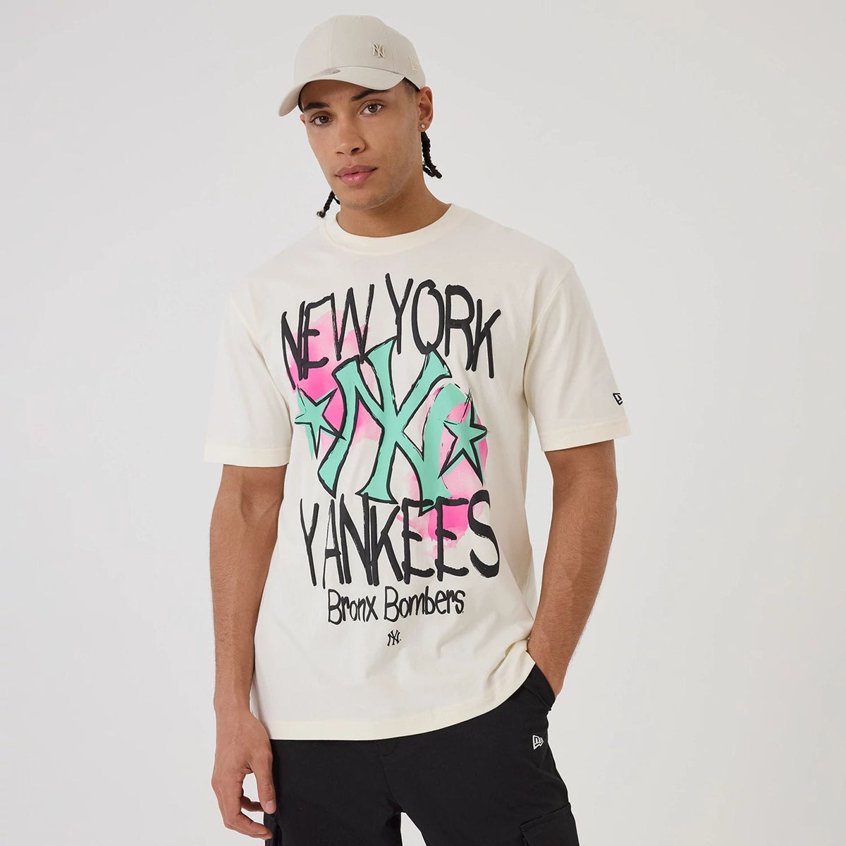 New York Yankees MLB Street Art Graphic Light Beige T-Shirt-zelvios