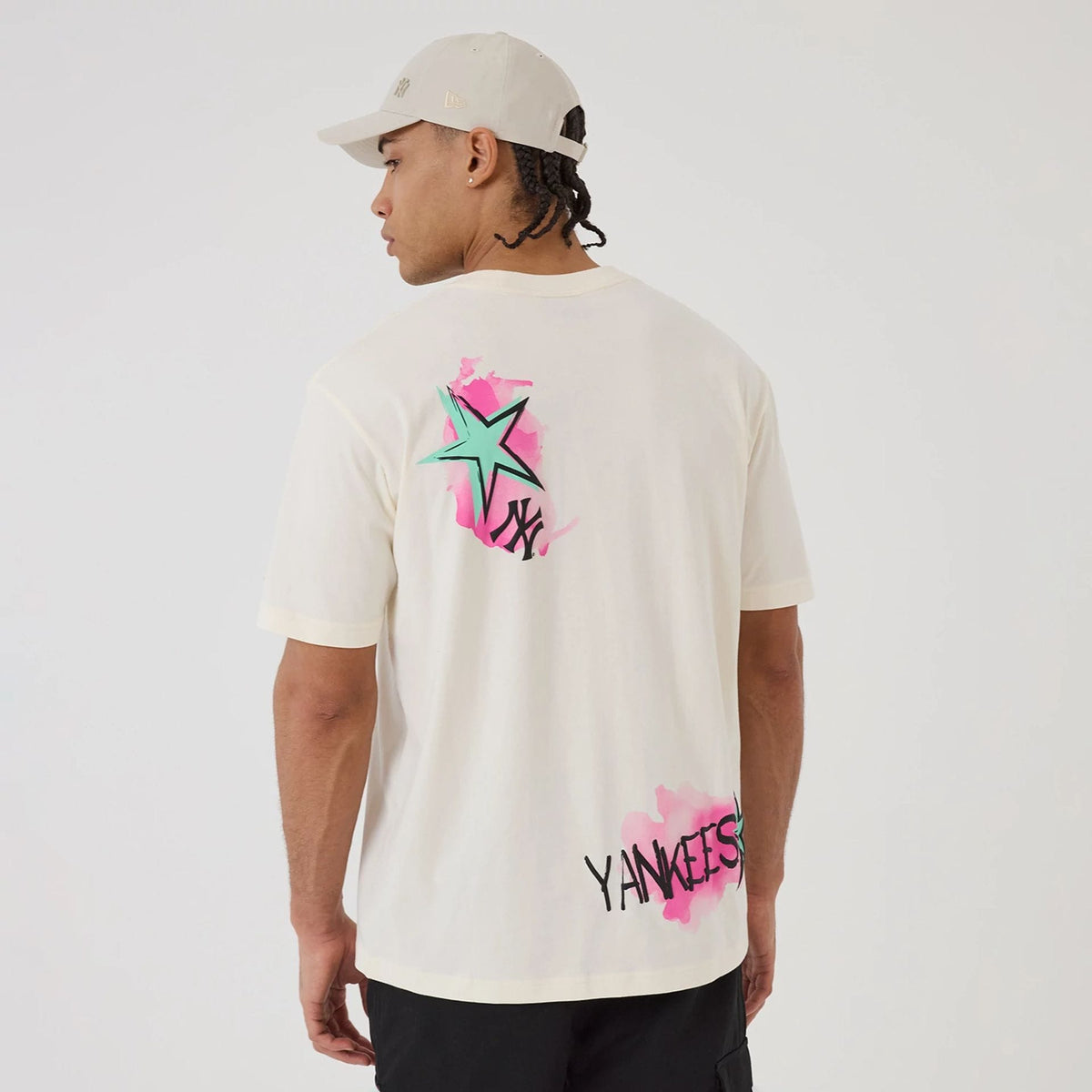New York Yankees MLB Street Art Graphic Light Beige T-Shirt-zelvios