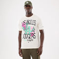 LA Dodgers MLB Street Art Graphic Light Beige T-Shirt-zelvios