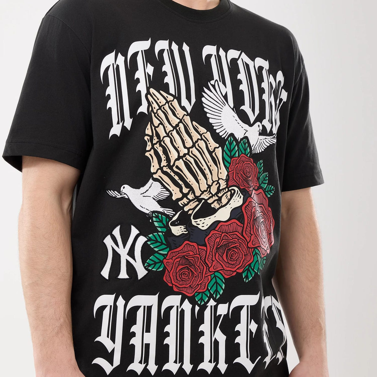 New York Yankees MLB Script Graphic Black T-Shirt-zelvios