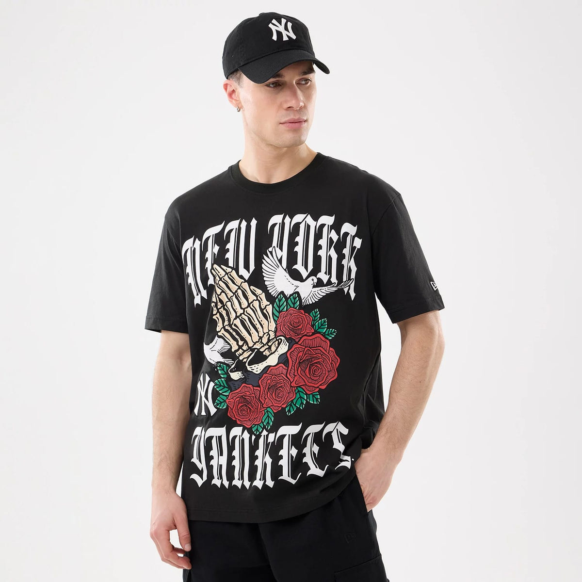 New York Yankees MLB Script Graphic Black T-Shirt-zelvios