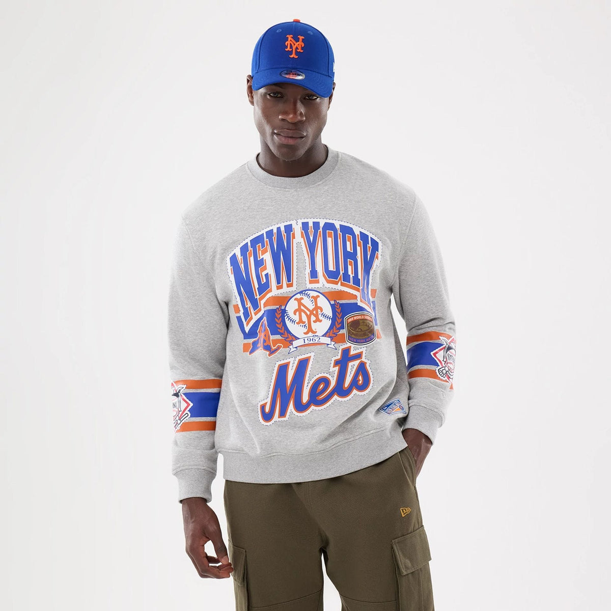 New York Mets MLB Sport Classic Grey Crew Neck Sweater-zelvios
