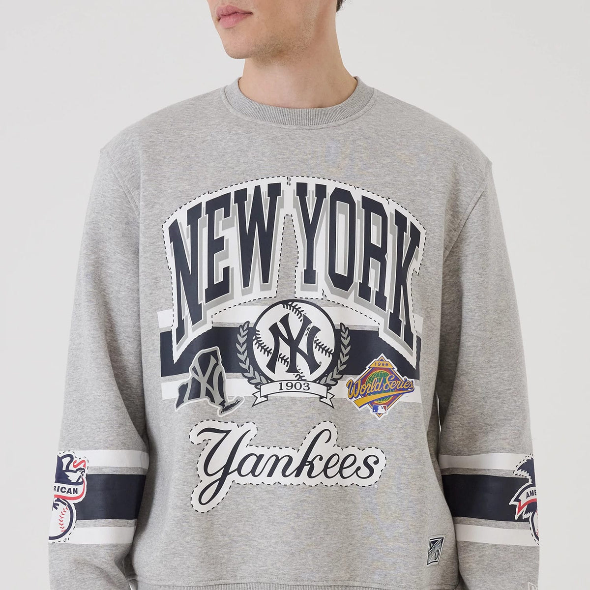 New York Yankees MLB Sport Classic Grey Crew Neck Sweater-zelvios