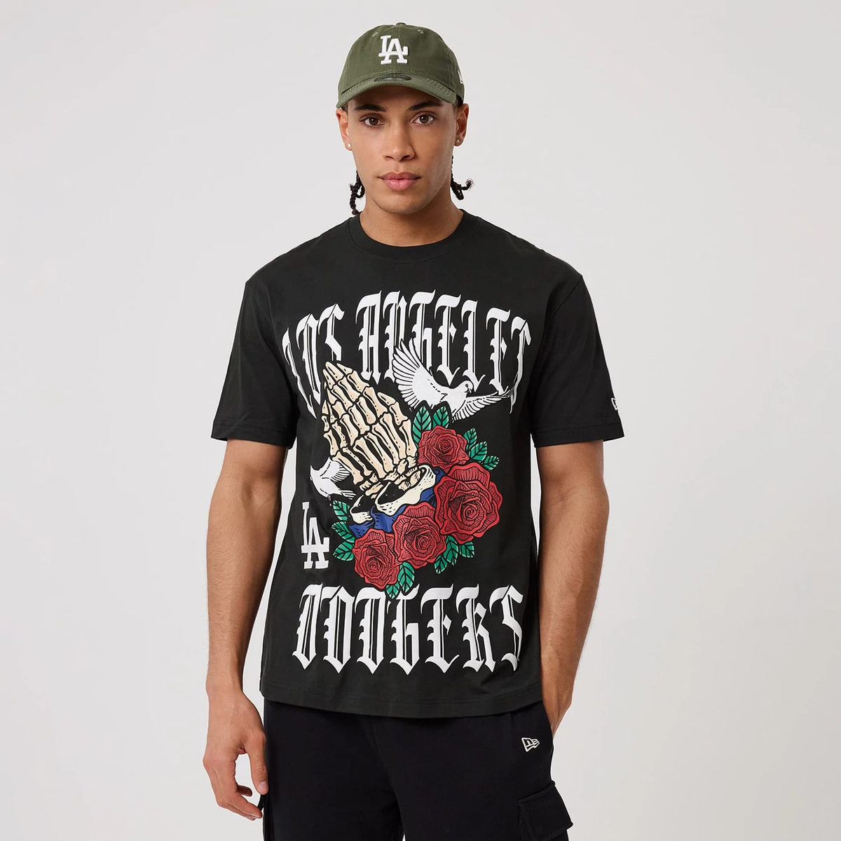 LA Dodgers MLB Script Graphic Black T-Shirt-zelvios