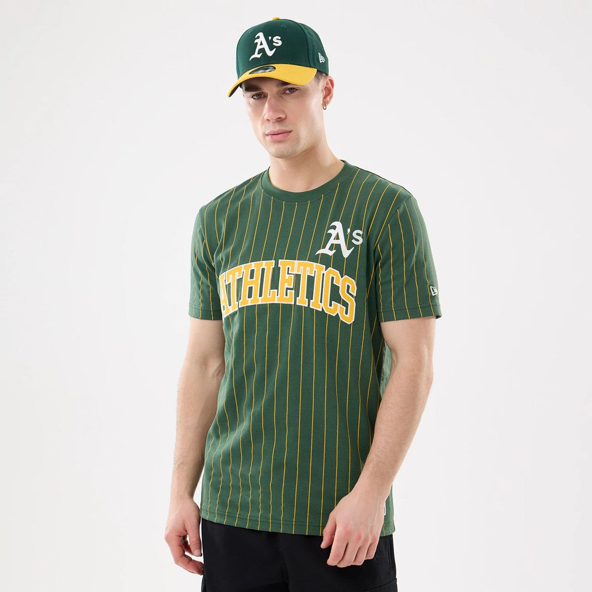 Athletics MLB Pinstripe Dark Green T-Shirt-zelvios