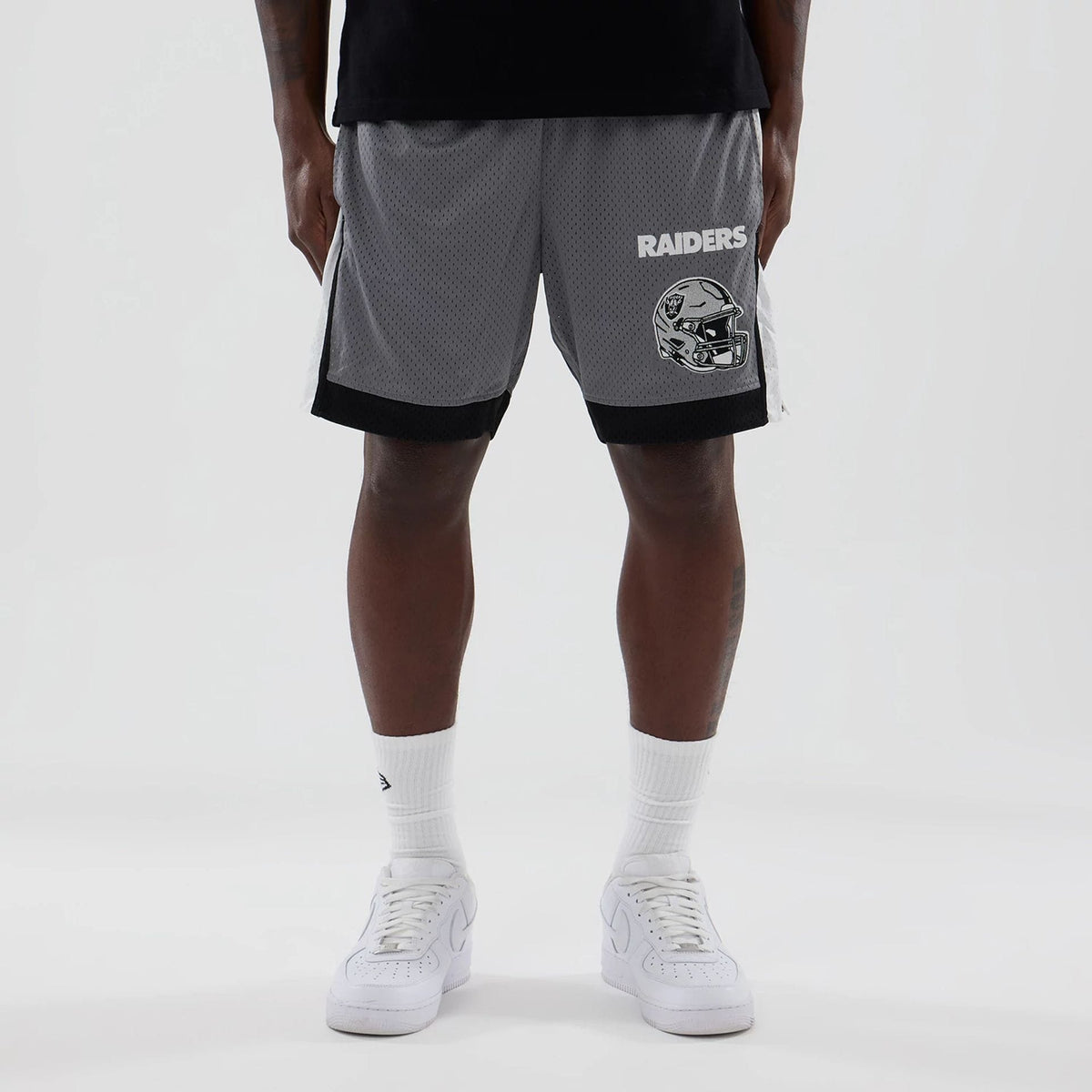 Las Vegas Raiders NFL Grey Mesh Shorts-zelvios