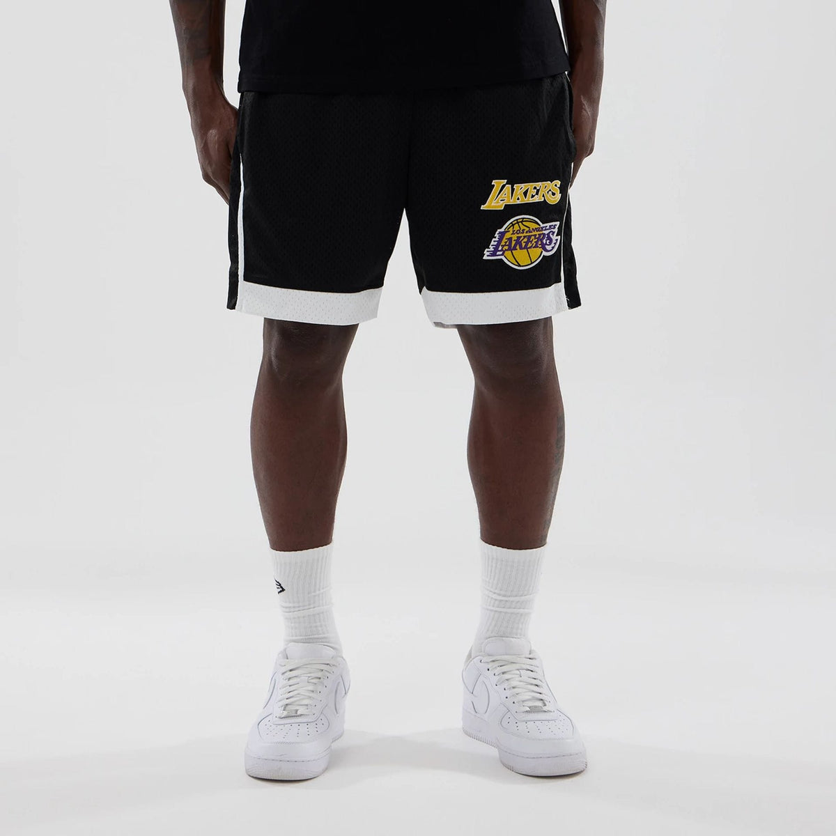 LA Lakers NBA Black Mesh Shorts-zelvios