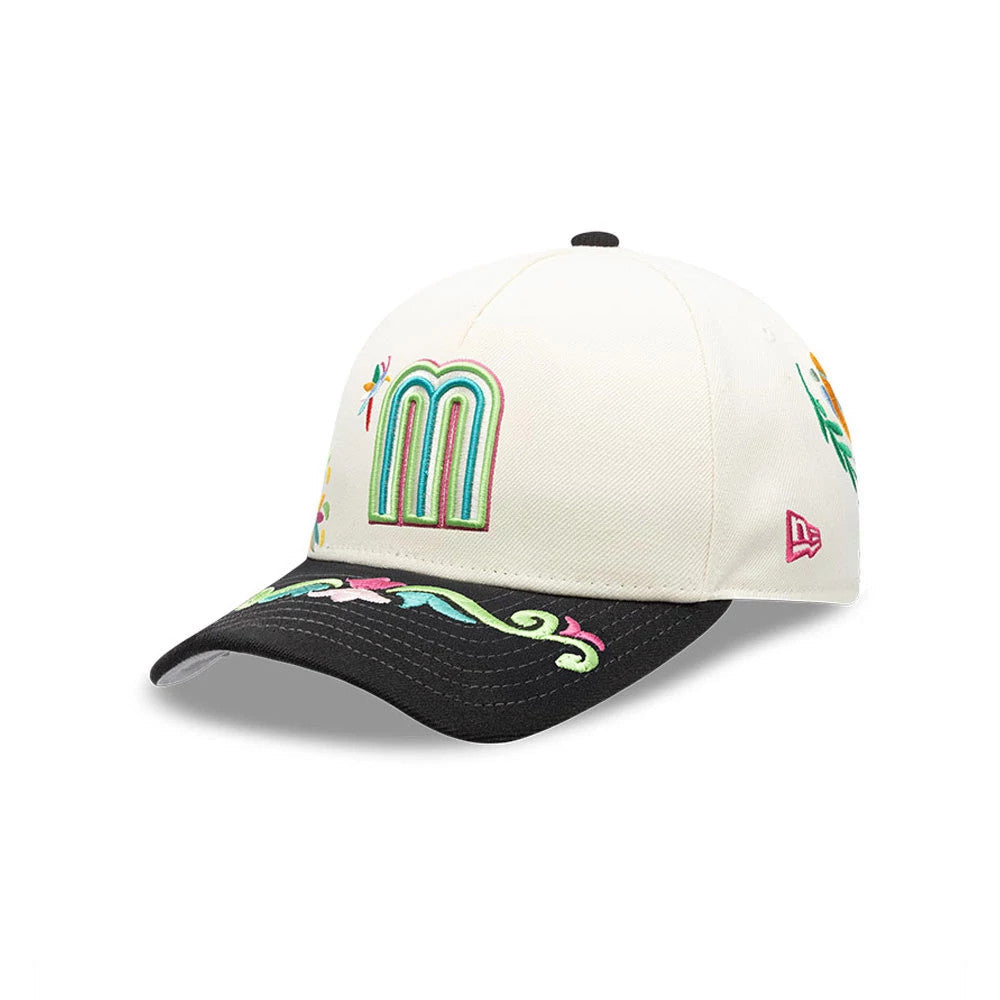 Mexico WBC Latin Embroidery White 9FORTY M-Crown A-Frame Adjustable Cap-zelvios