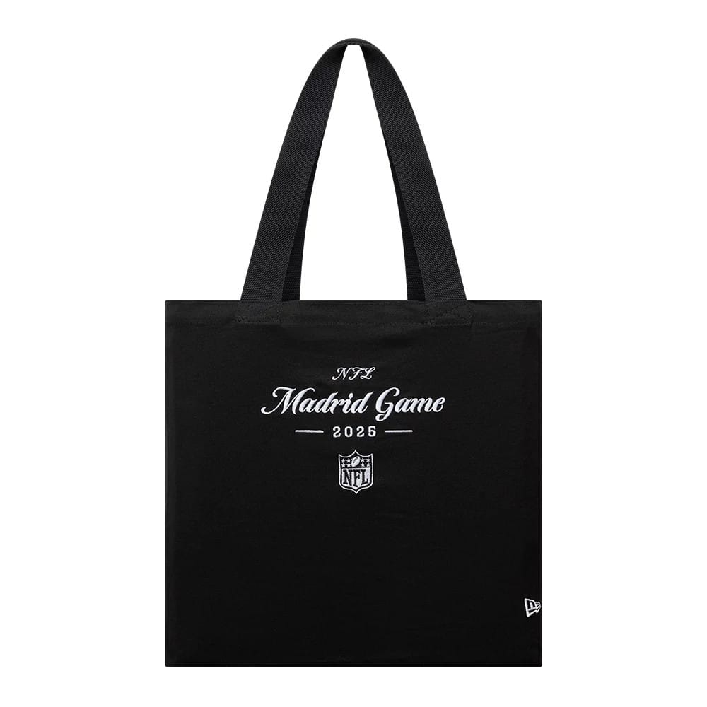Shield Logo NFL Madrid Game 2025 Black Tote Bag-zelvios