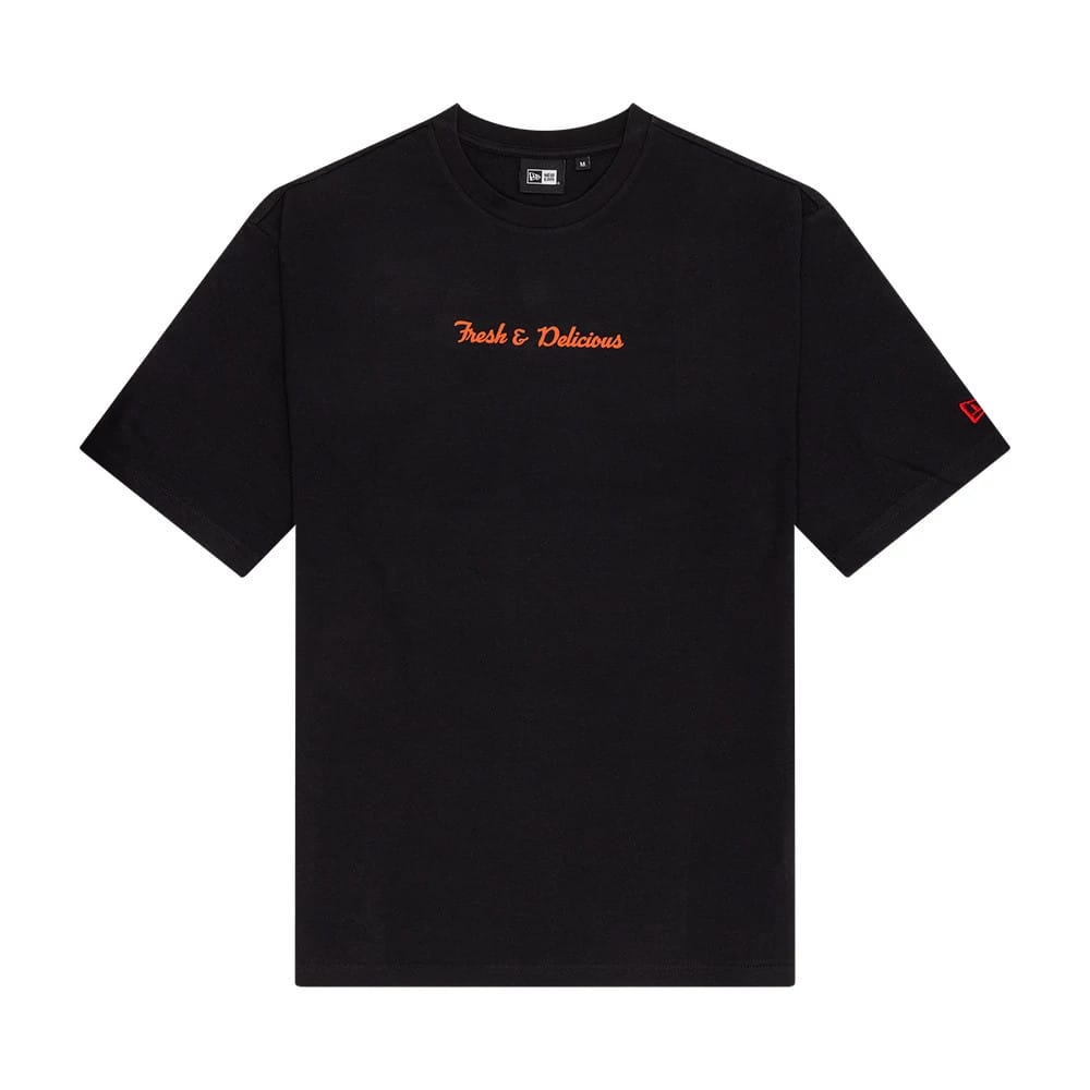 New Era Food Graphic Black Oversized T-Shirt-zelvios