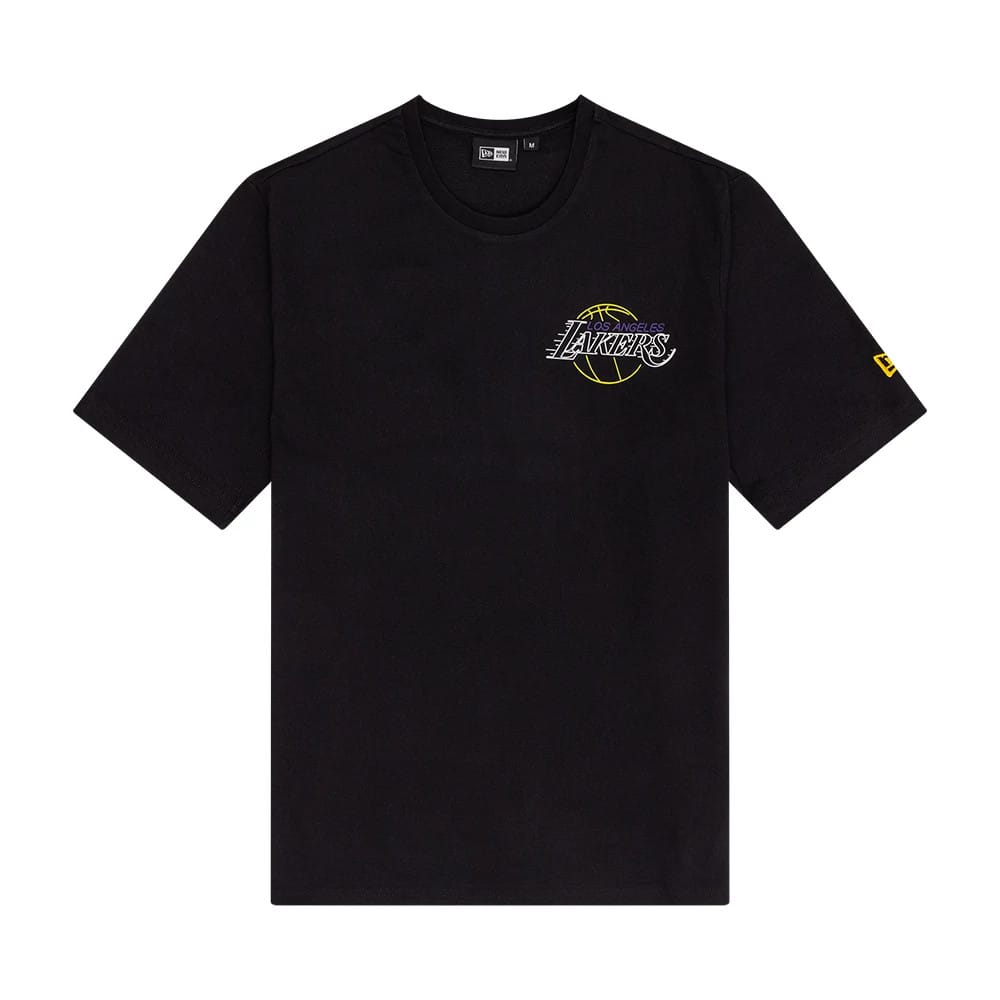 LA Lakers NBA Neon Graphic Black T-Shirt-zelvios