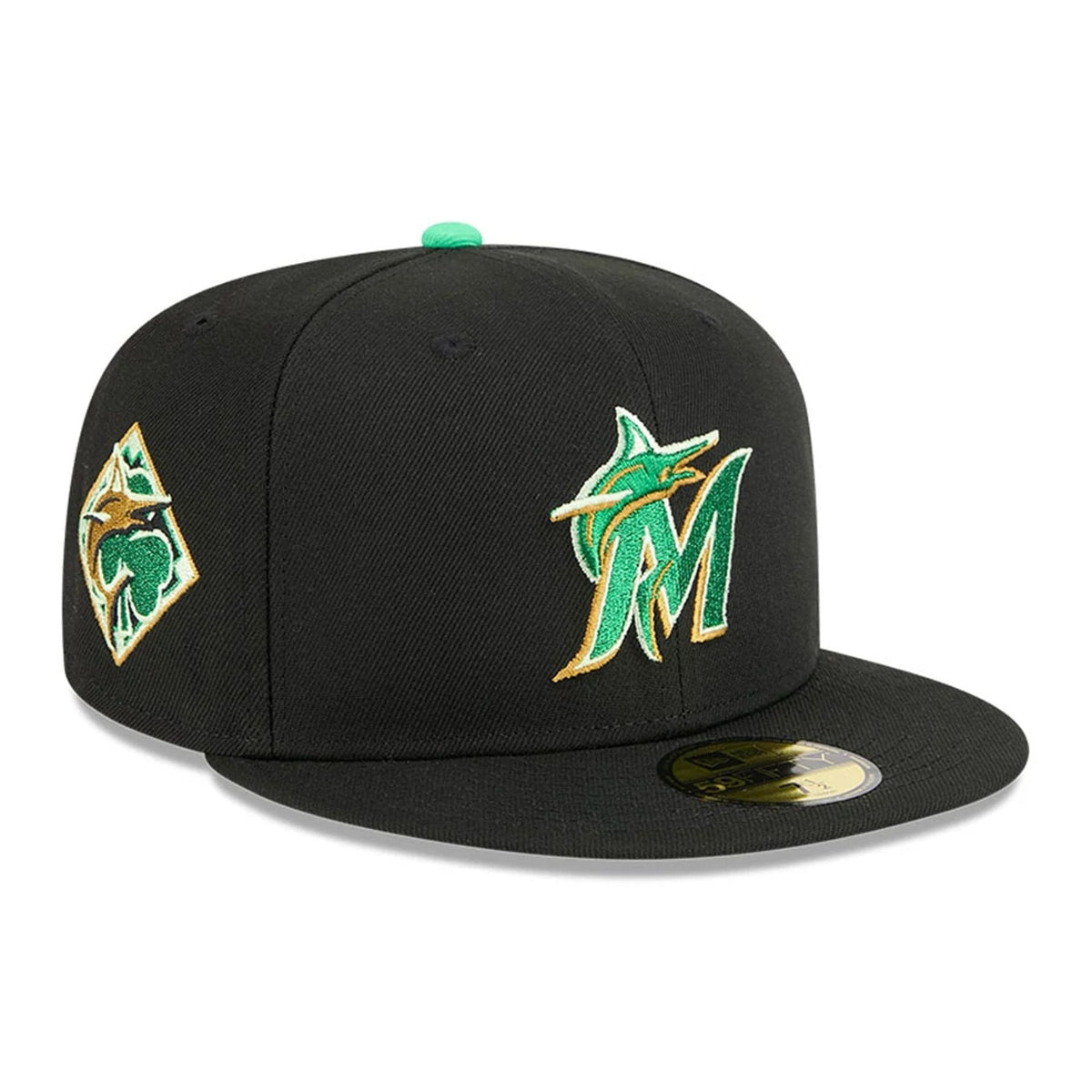 Miami Marlins MLB Saint Patrick's Day Black 59FIFTY Fitted Cap-zelvios