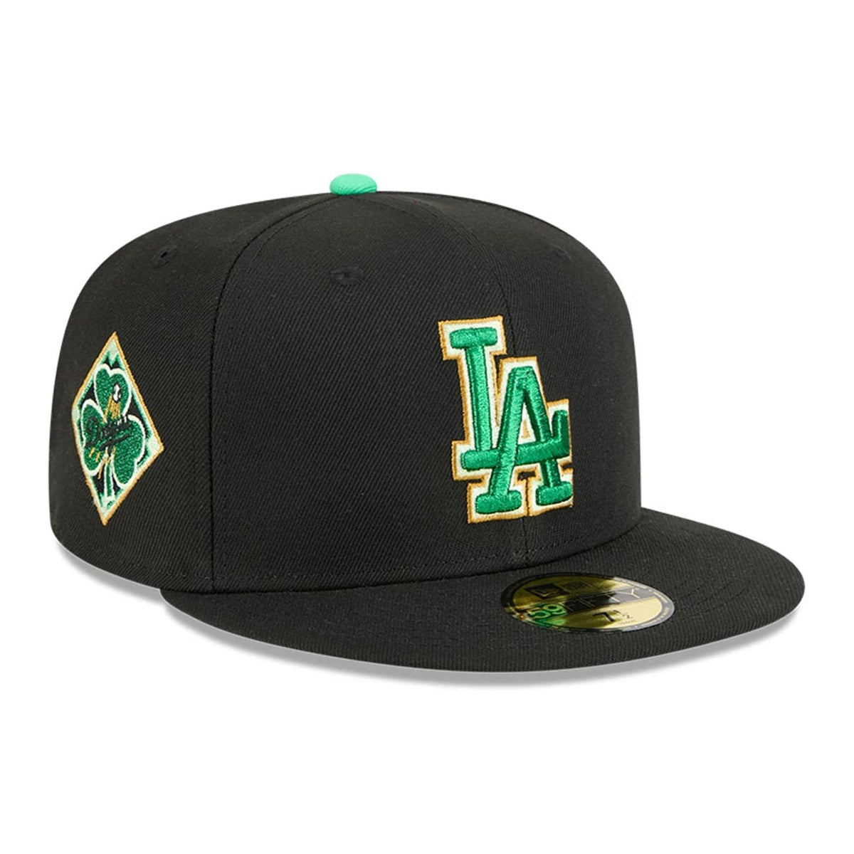 LA Dodgers MLB Saint Patrick's Day Black 59FIFTY Fitted Cap-zelvios