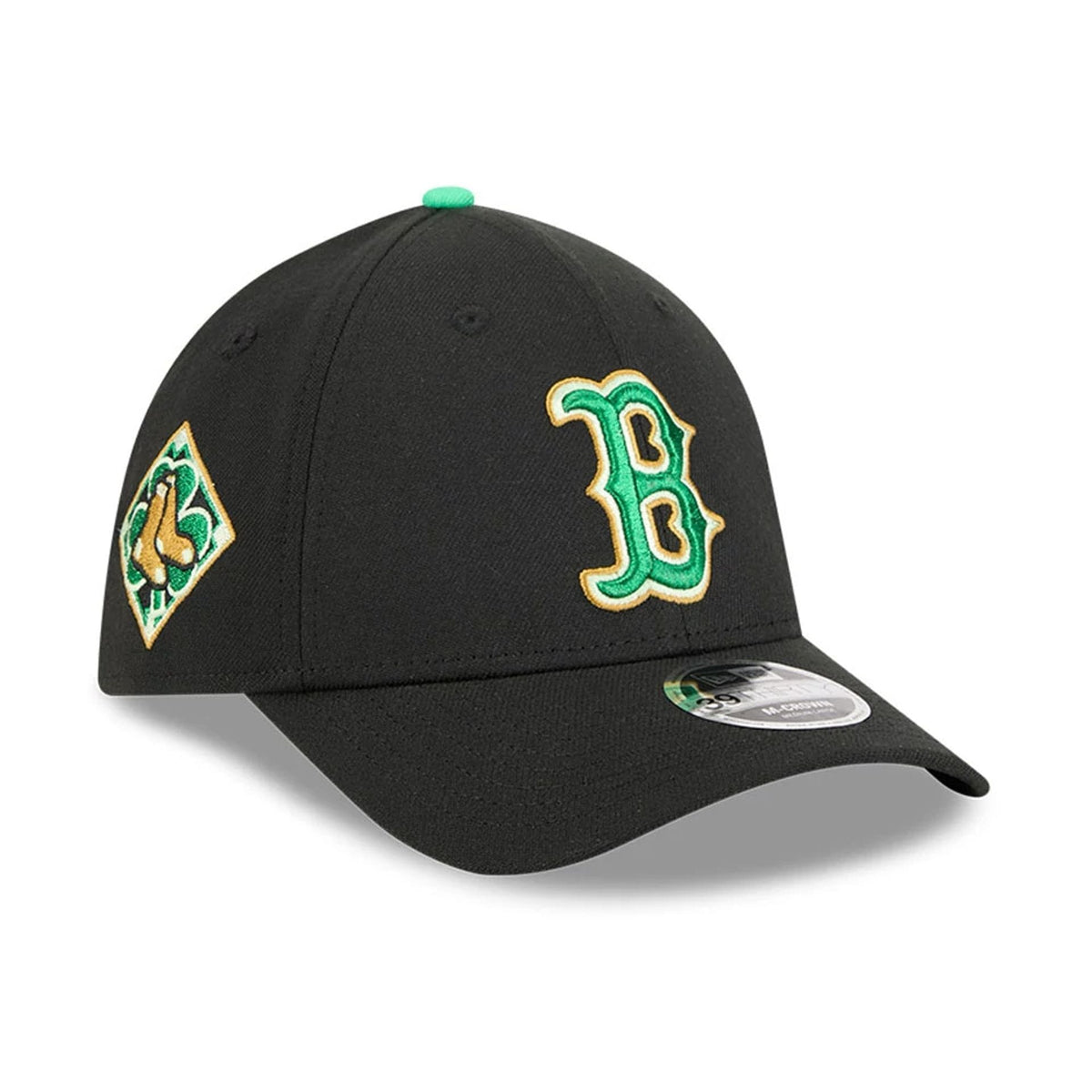 Red Sox MLB Saint Patrick's Day Black 39THIRTY M-Crown A-Frame Stretch Fit Cap-zelvios
