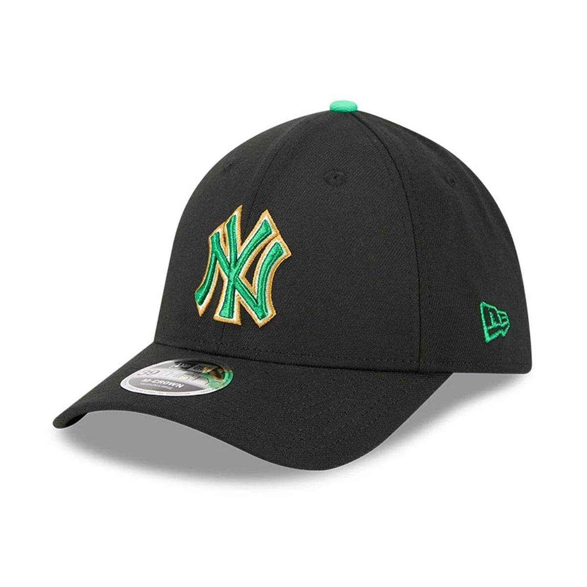Yankees MLB Saint Patrick's Day Black 39THIRTY M-Crown A-Frame Stretch Fit Cap-zelvios