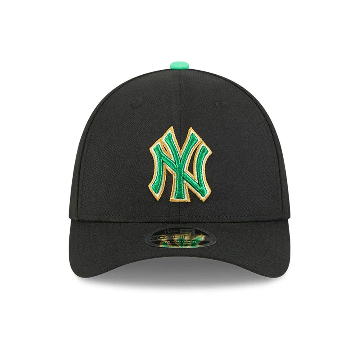 Yankees MLB Saint Patrick's Day Black 39THIRTY M-Crown A-Frame Stretch Fit Cap-zelvios