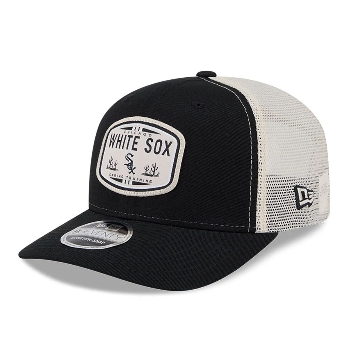 Chicago White Sox MLB Patch Black 9SEVENTY Stretch Snap Adjustable Cap-zelvios
