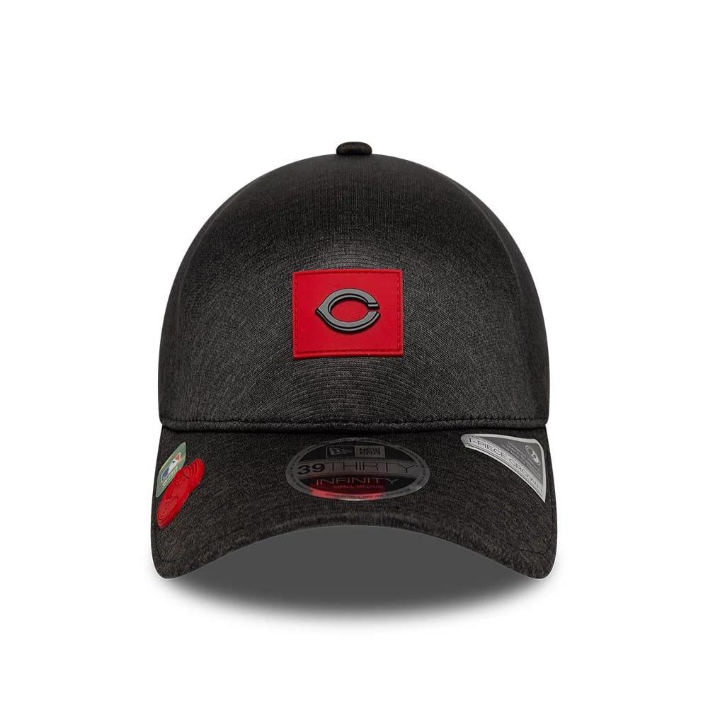 Cincinnati Reds MLB Clubhouse Black 39THIRTY Infinity Stretch Fit Cap-kentox