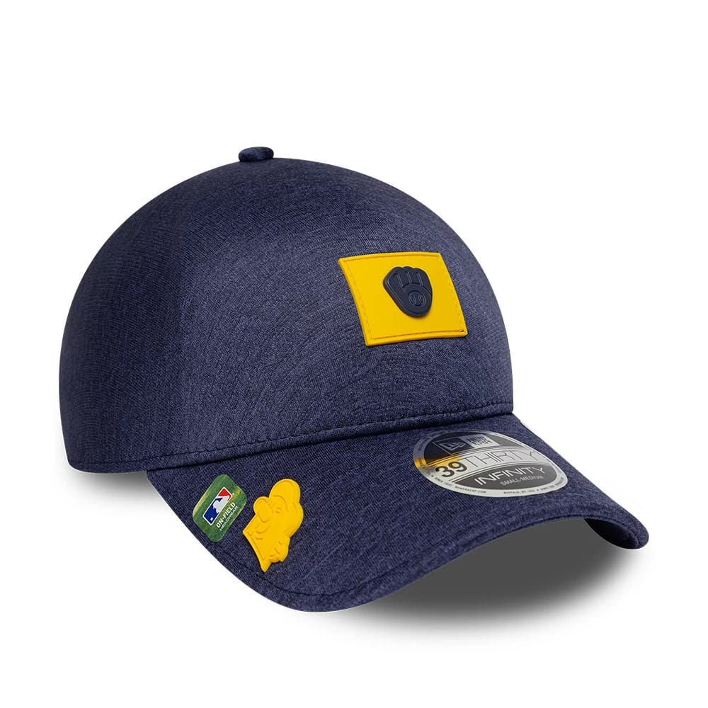 Milwaukee Brewers MLB Clubhouse Navy 39THIRTY Infinity Stretch Fit Cap-zelvios