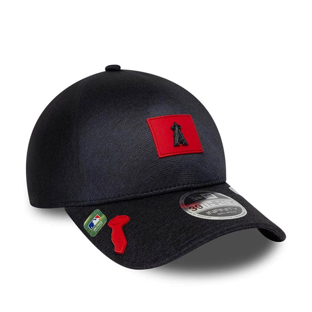 LA Angels MLB Clubhouse Black 39THIRTY Infinity Stretch Fit Cap-zelvios