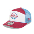 Philadelphia Phillies MLB Blocked Dark Red 9FIFTY Split Panel Snapback Cap-zelvios
