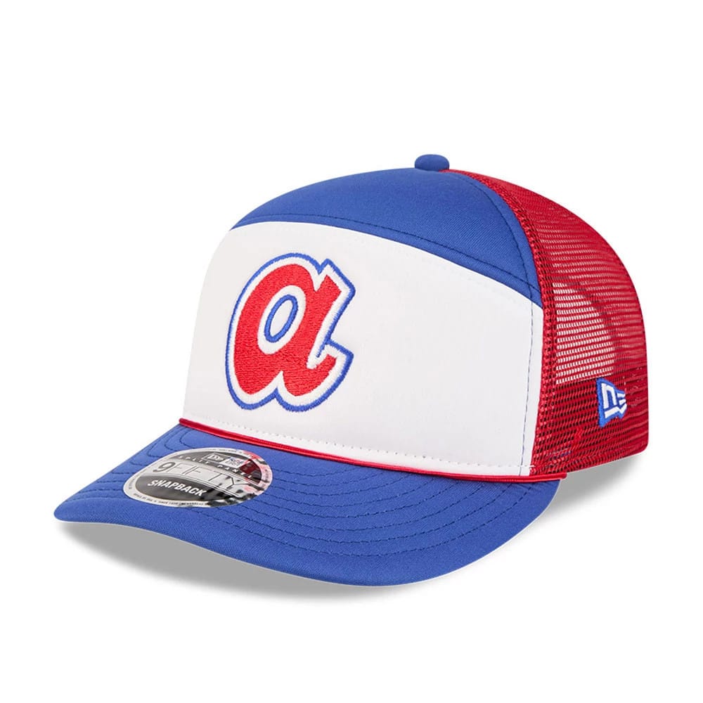 Atlanta Braves MLB Blocked Blue 9FIFTY Split Panel Snapback Adjustable Cap-zelvios