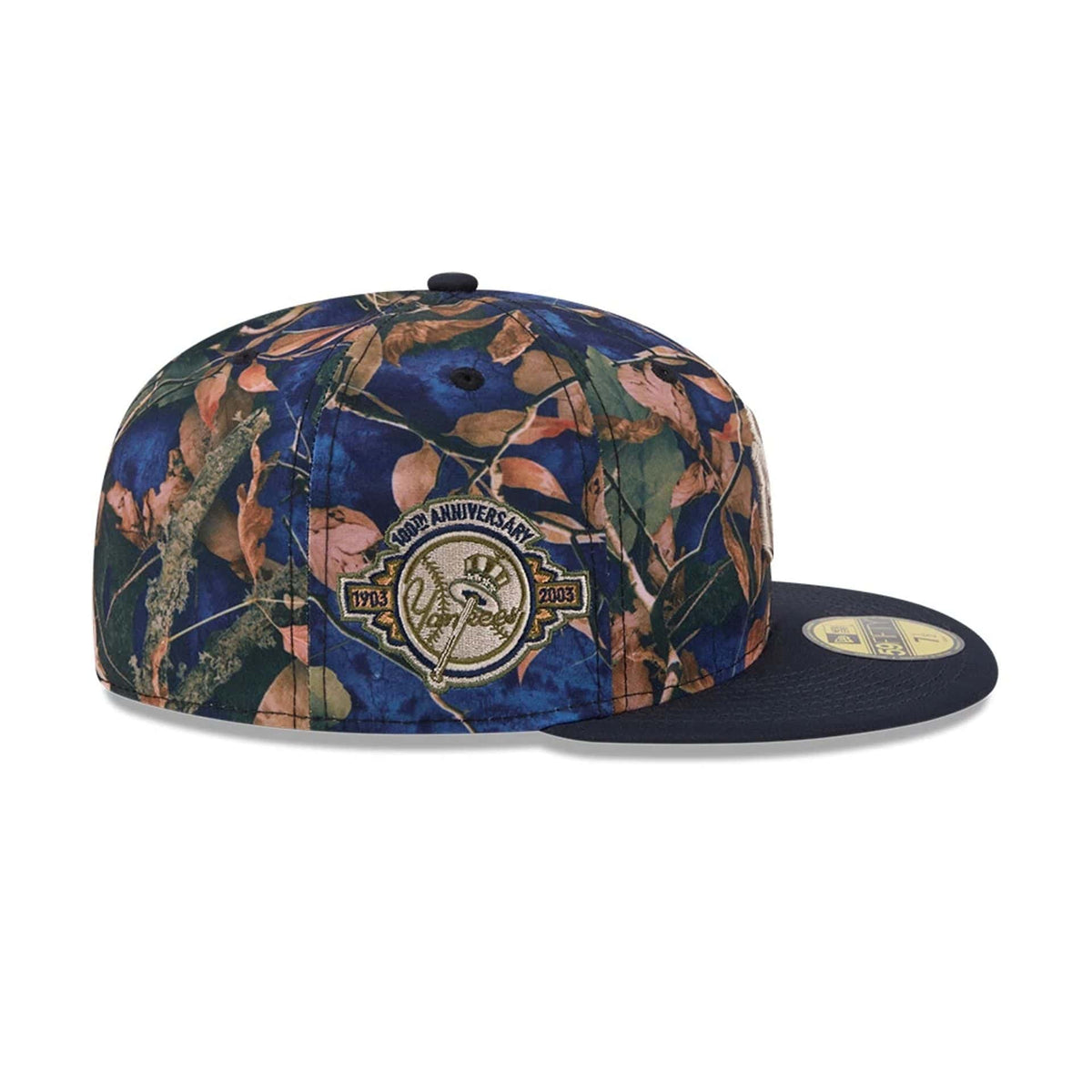 New York Yankees MLB Leaves Navy 59FIFTY Fitted Cap-zelvios