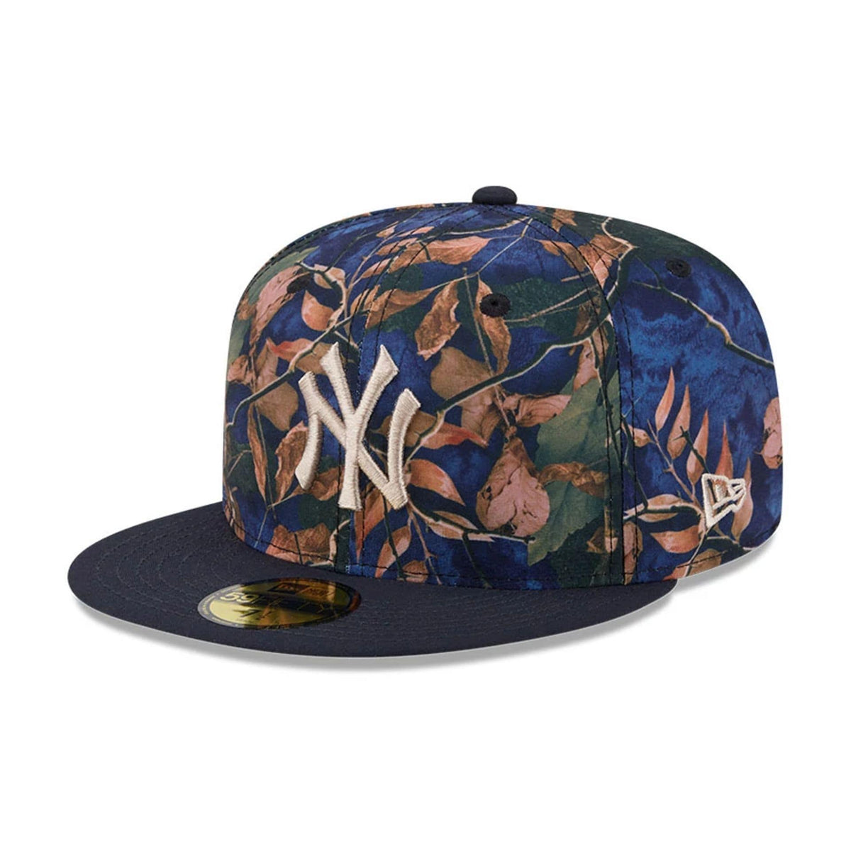 New York Yankees MLB Leaves Navy 59FIFTY Fitted Cap-zelvios