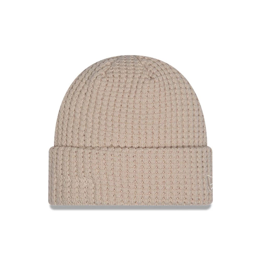 New Era Waffle Knit Light Beige Cuff knit Beanie Hat-zelvios