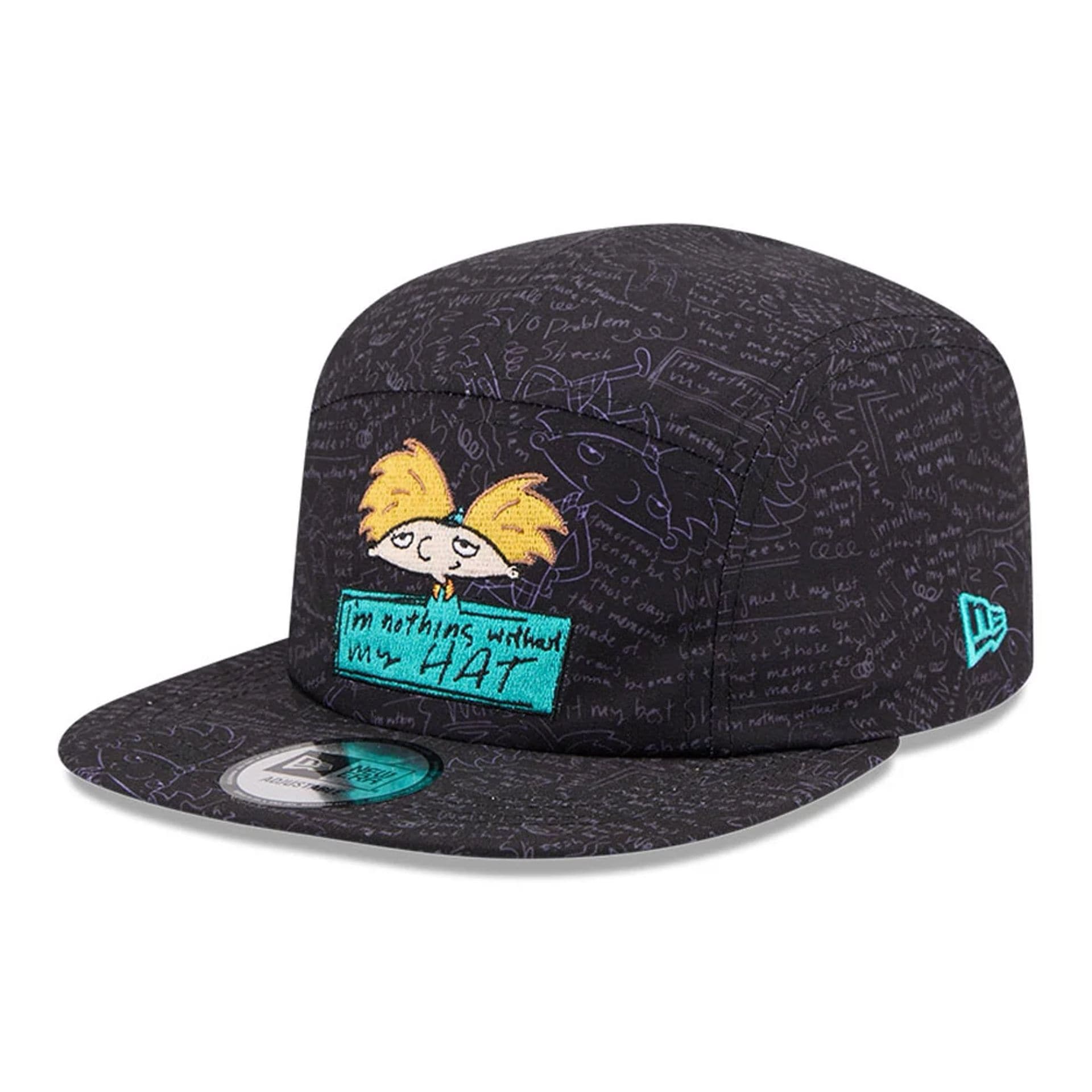 Hey Arnold All Over Print Black Camper Cap-kentox