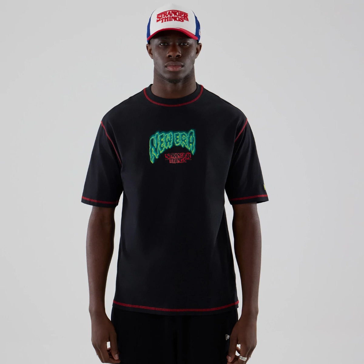 Stranger Things Black Oversized T-Shirt-zelvios