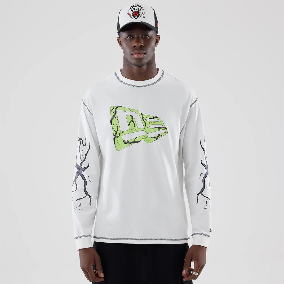 Stranger Things White Oversized Long Sleeve T-Shirt-zelvios